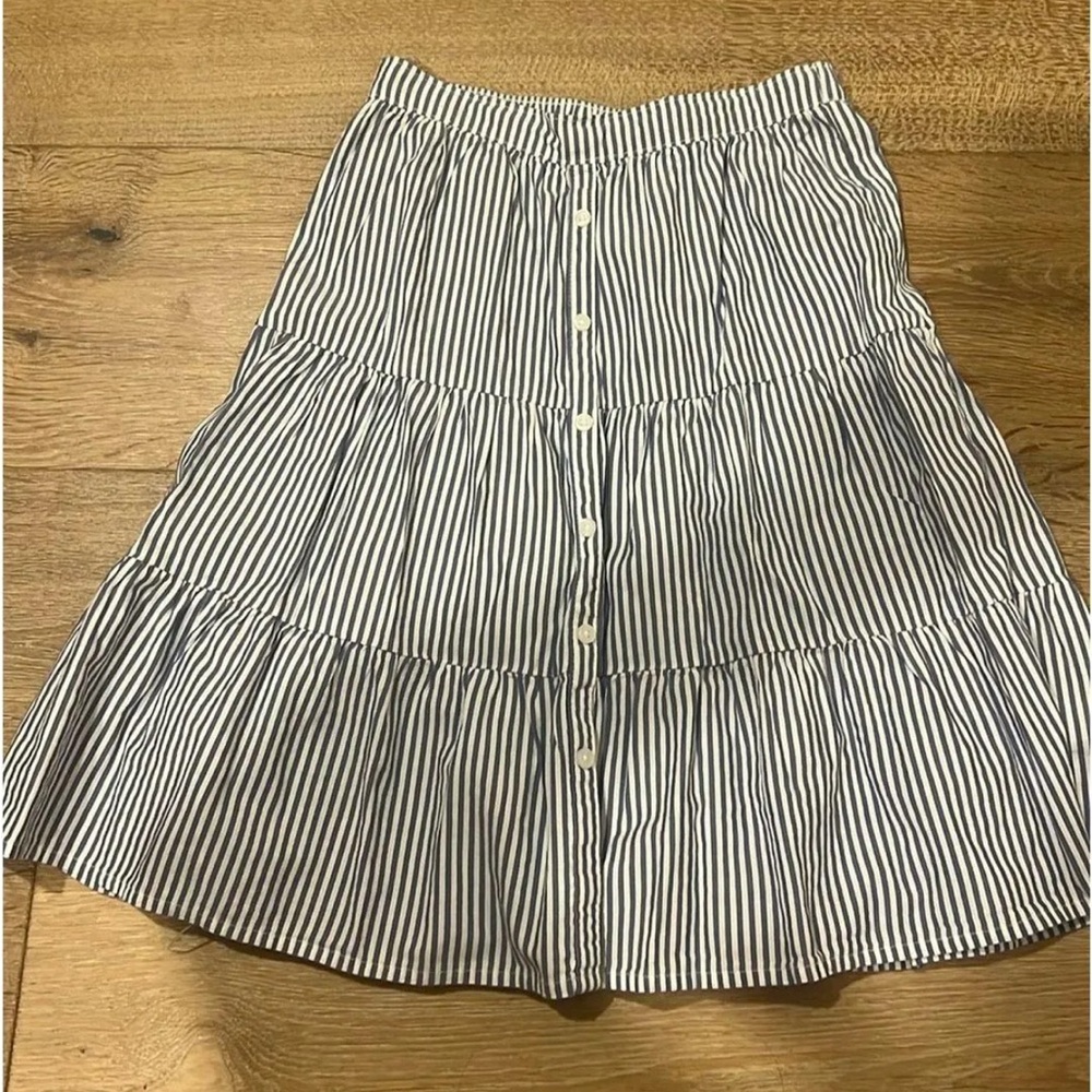 Old Navy Navy and White Striped Tiered Skirt